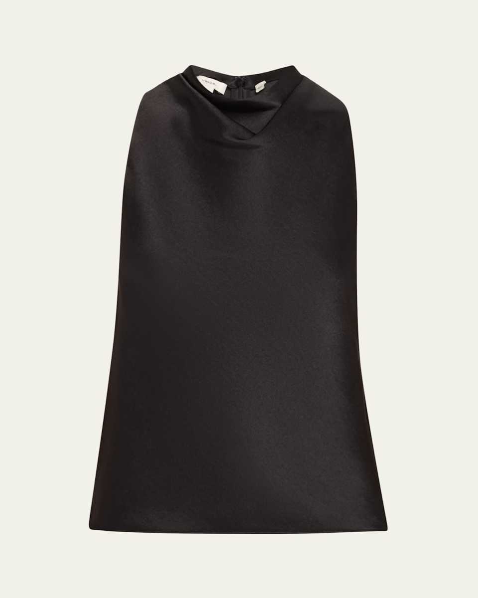 Cowl-Neck Bias Satin Top
